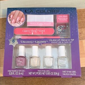 L.A. Colors Dream to Glam French Tip Manicure & Gem Set - 8 Piece Kit - NIB